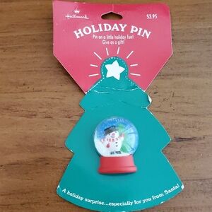 Hallmark Holiday Snowman Snow Globe Pin